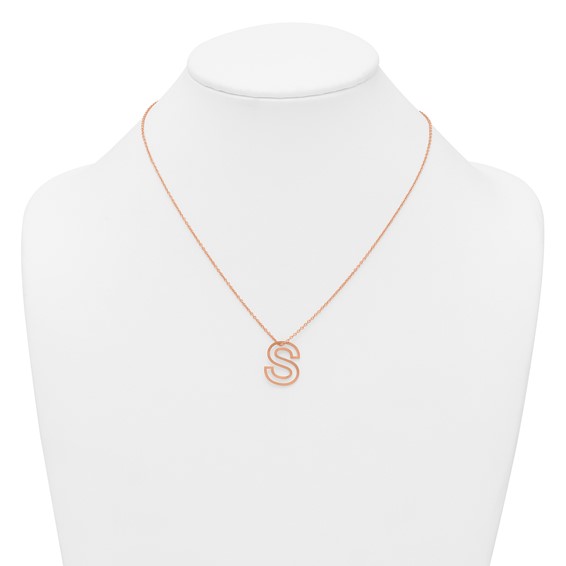 Sterling Silver/Rose Gold-Plated Cut Out Slide Initial S Necklace