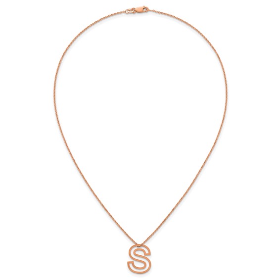 Sterling Silver/Rose Gold-Plated Cut Out Slide Initial S Necklace