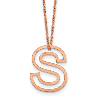 Sterling Silver/Rose Gold-Plated Cut Out Slide Initial S Necklace