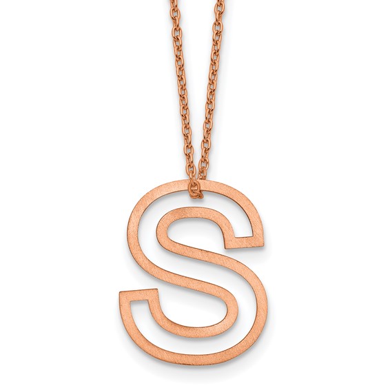Sterling Silver/Rose Gold-Plated Cut Out Slide Initial S Necklace