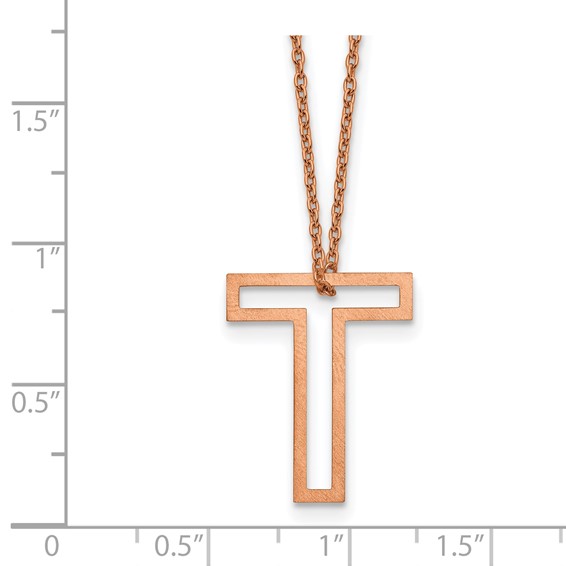 Sterling Silver/Rose Gold-Plated Cut Out Slide Initial T Necklace