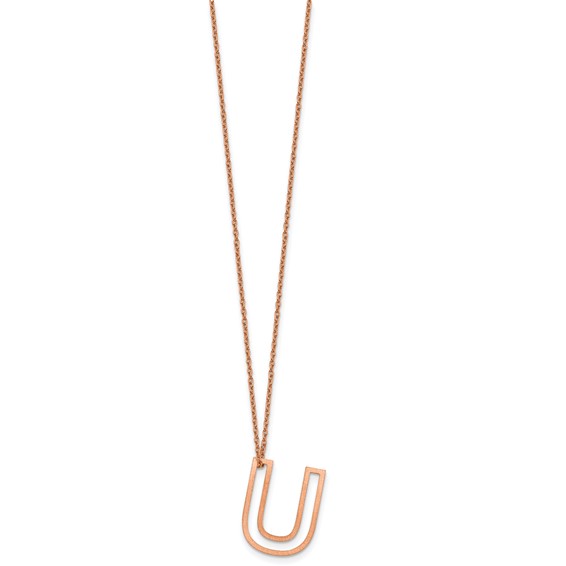 Sterling Silver/Rose Gold-Plated Cut Out Slide Initial U Necklace