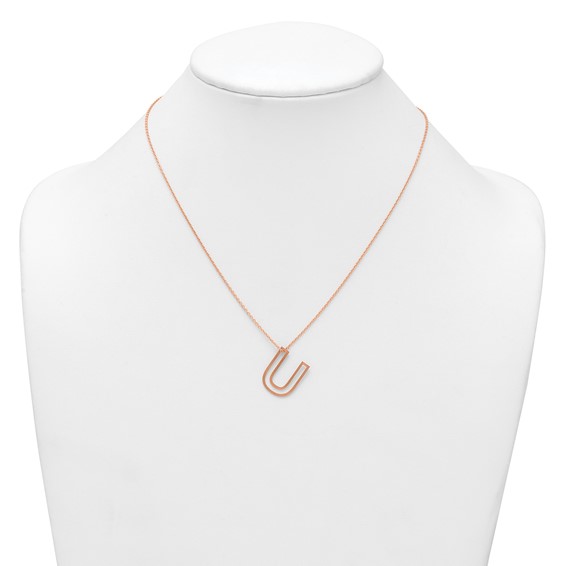 Sterling Silver/Rose Gold-Plated Cut Out Slide Initial U Necklace