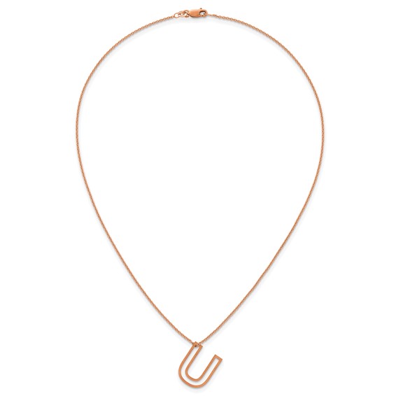 Sterling Silver/Rose Gold-Plated Cut Out Slide Initial U Necklace
