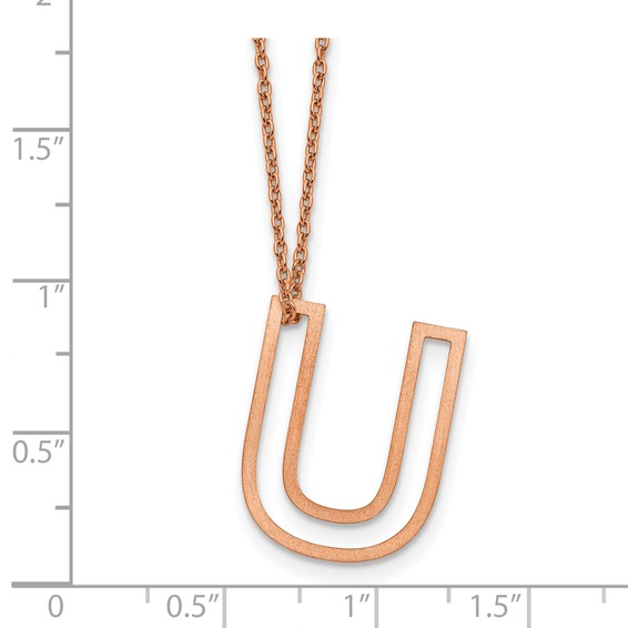 Sterling Silver/Rose Gold-Plated Cut Out Slide Initial U Necklace