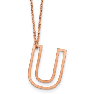 Sterling Silver/Rose Gold-Plated Cut Out Slide Initial U Necklace