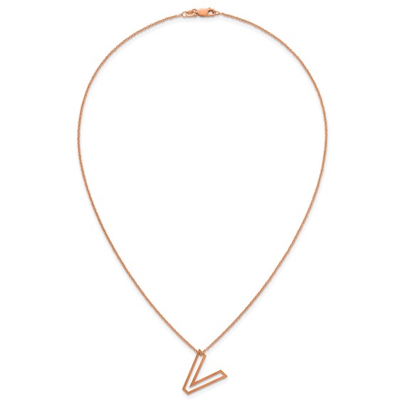 Sterling Silver/Rose Gold-Plated Cut Out Slide Initial V Necklace