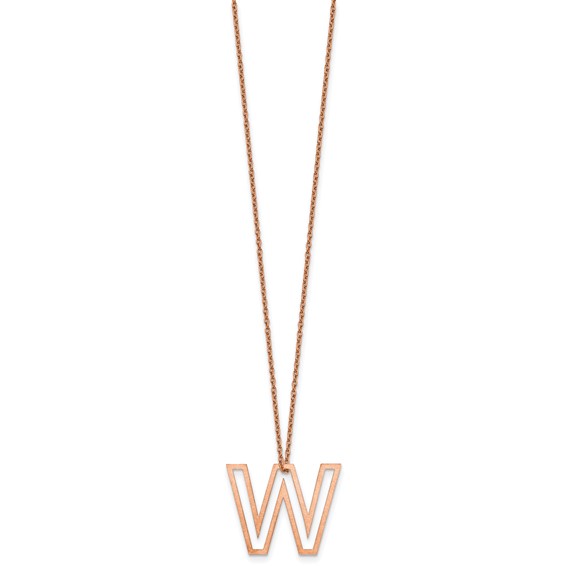 Sterling Silver/Rose Gold-Plated Cut Out Slide Initial W Necklace