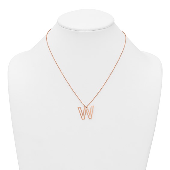 Sterling Silver/Rose Gold-Plated Cut Out Slide Initial W Necklace