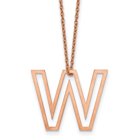 Sterling Silver/Rose Gold-Plated Cut Out Slide Initial W Necklace
