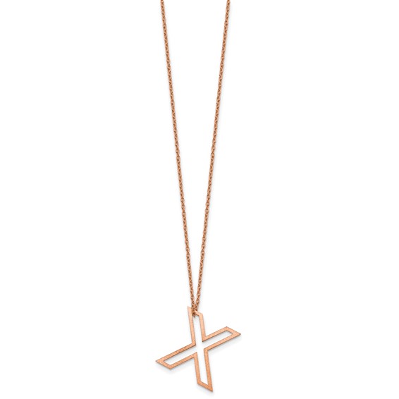 Sterling Silver/Rose Gold-Plated Cut Out Slide Initial X Necklace