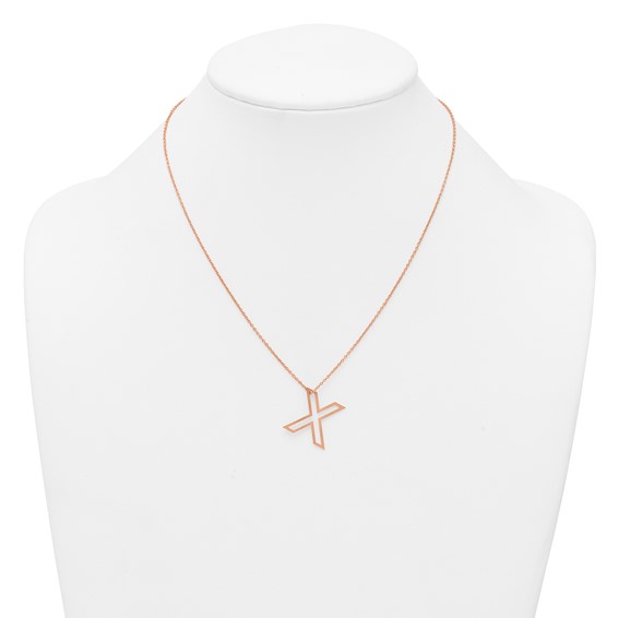 Sterling Silver/Rose Gold-Plated Cut Out Slide Initial X Necklace