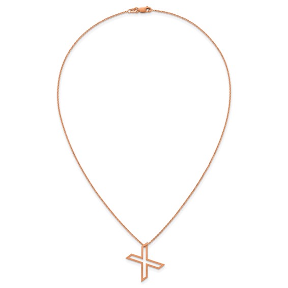 Sterling Silver/Rose Gold-Plated Cut Out Slide Initial X Necklace