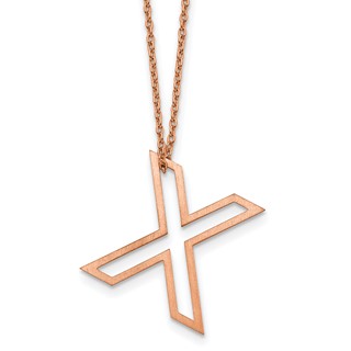 Sterling Silver/Rose Gold-Plated Cut Out Slide Initial X Necklace