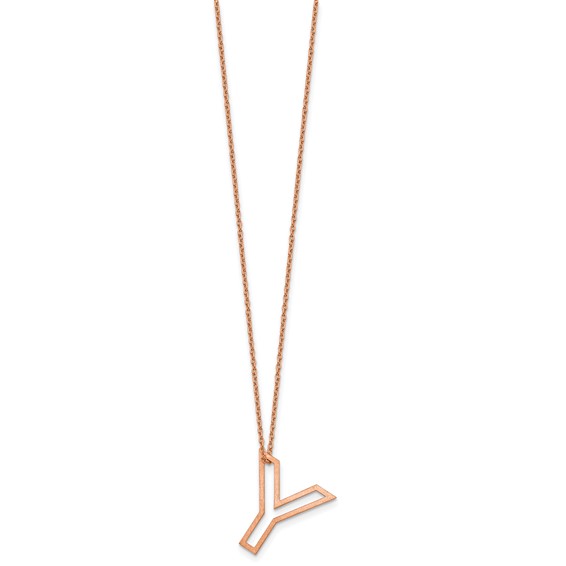 Sterling Silver/Rose Gold-Plated Cut Out Slide Initial Y Necklace