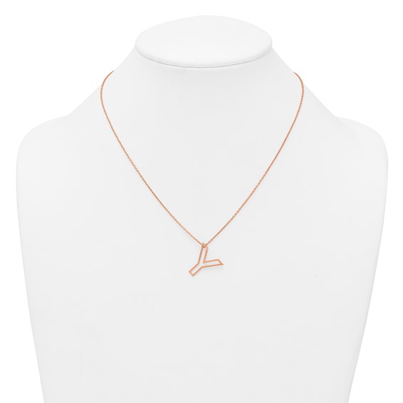 Sterling Silver/Rose Gold-Plated Cut Out Slide Initial Y Necklace