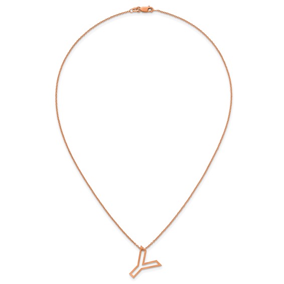 Sterling Silver/Rose Gold-Plated Cut Out Slide Initial Y Necklace