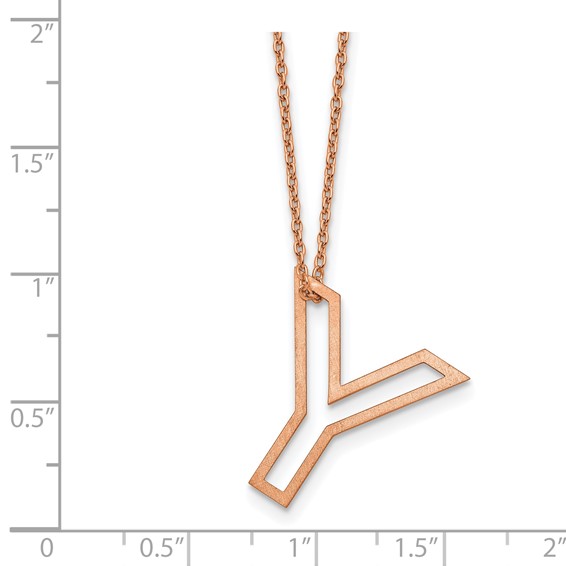 Sterling Silver/Rose Gold-Plated Cut Out Slide Initial Y Necklace