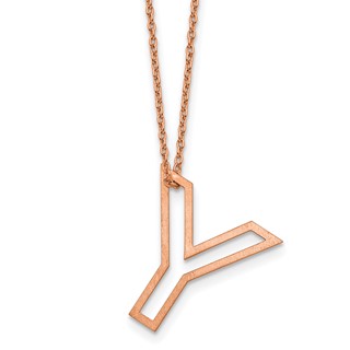 Sterling Silver/Rose Gold-Plated Cut Out Slide Initial Y Necklace