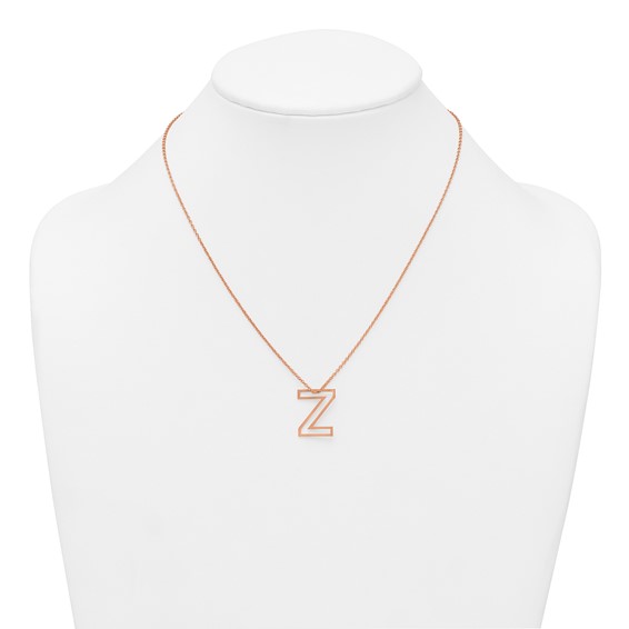 Sterling Silver/Rose Gold-Plated Cut Out Slide Initial Z Necklace