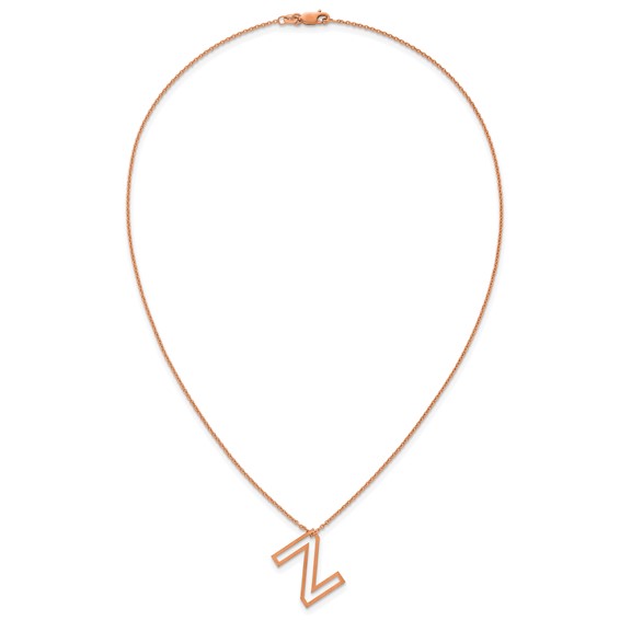 Sterling Silver/Rose Gold-Plated Cut Out Slide Initial Z Necklace