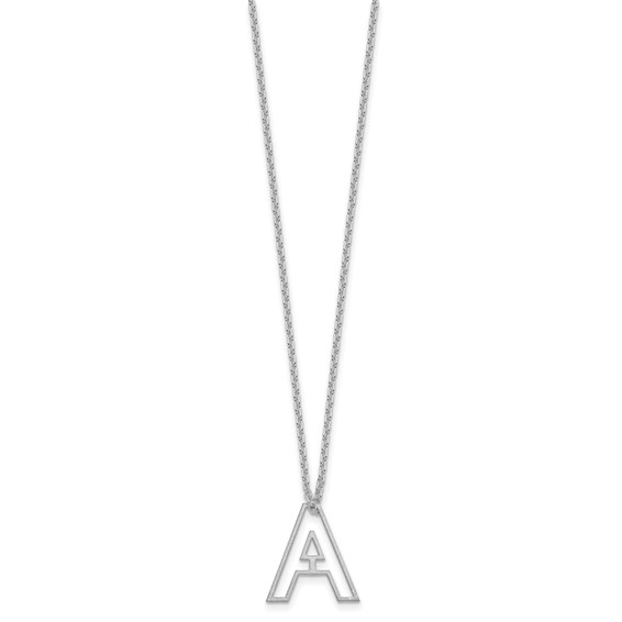 Sterling Silver Cut Out Slide Initial A Necklace