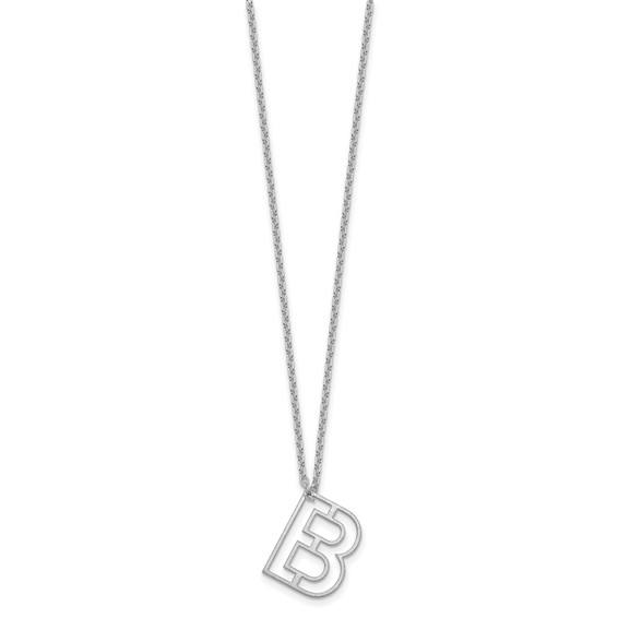 Sterling Silver/Rhodium-plated Cut-out Initial Slide Necklace