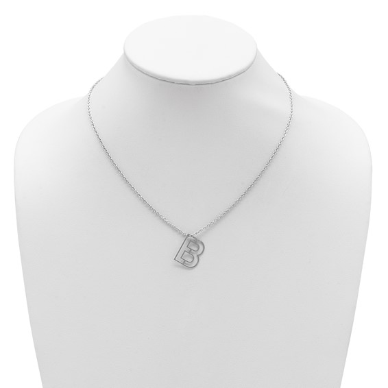 Sterling Silver/Rhodium-plated Cut-out Initial Slide Necklace