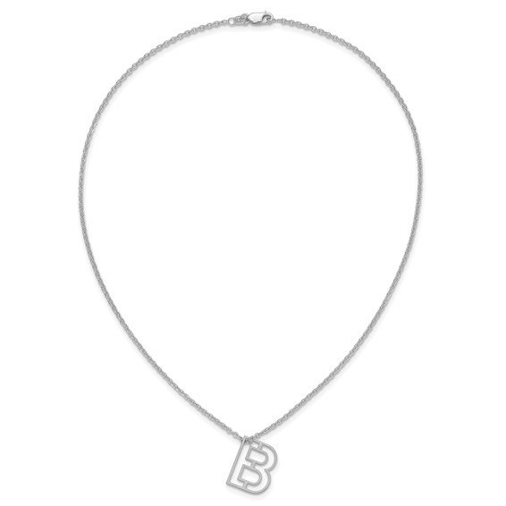 Sterling Silver/Rhodium-plated Cut-out Initial Slide Necklace