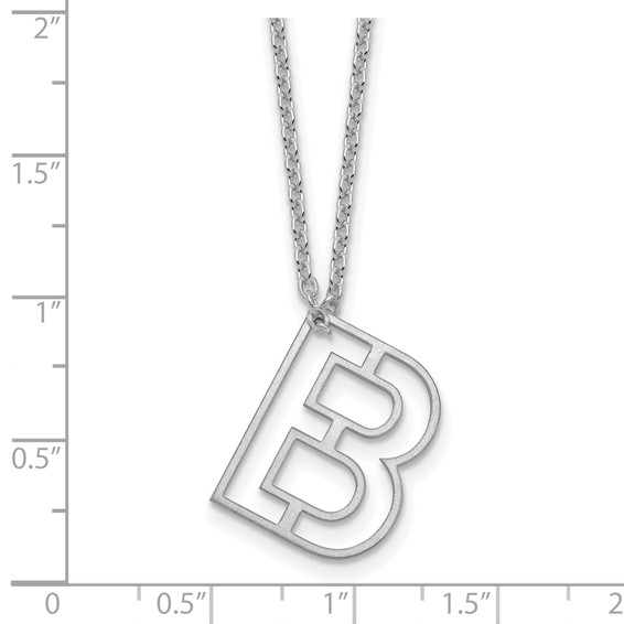 Sterling Silver/Rhodium-plated Cut-out Initial Slide Necklace