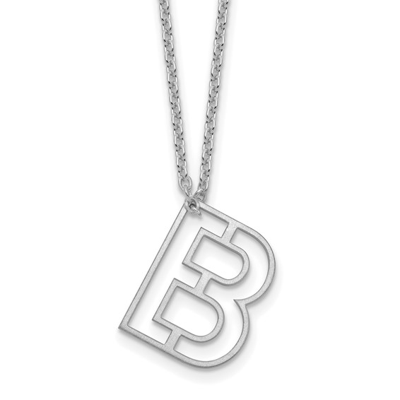 Sterling Silver/Rhodium-plated Cut-out Initial Slide Necklace