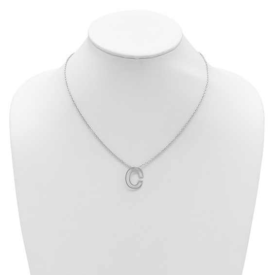 Sterling Silver Cut Out Slide Initial C Necklace