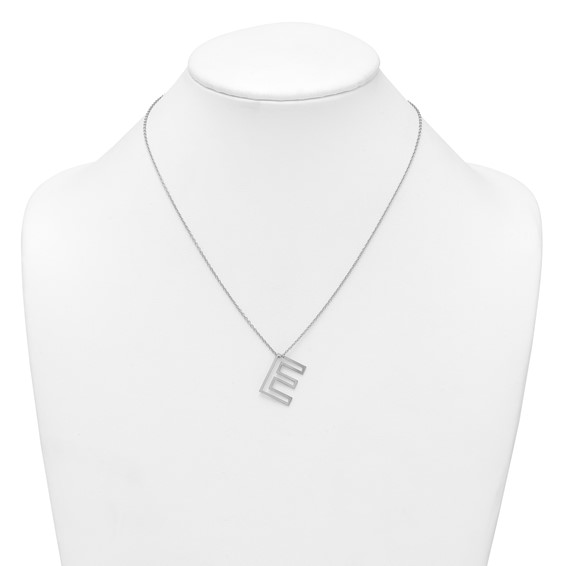 Sterling Silver Cut Out Slide Initial E Necklace