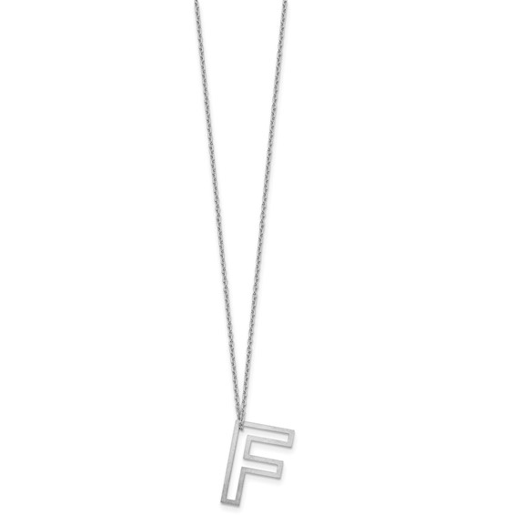 Sterling Silver Cut Out Slide Initial F Necklace