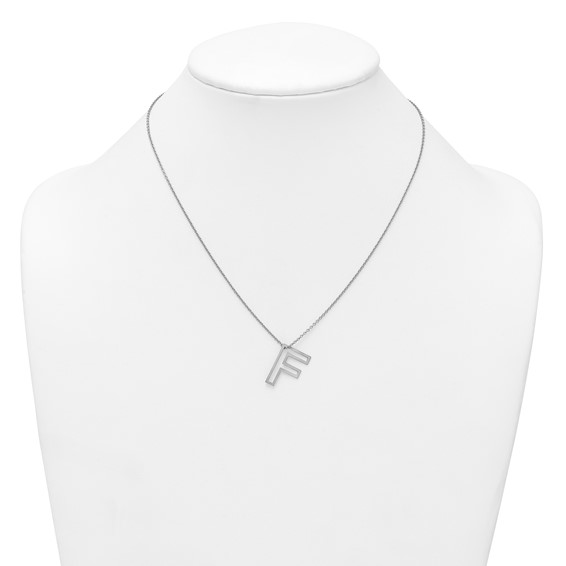 Sterling Silver Cut Out Slide Initial F Necklace