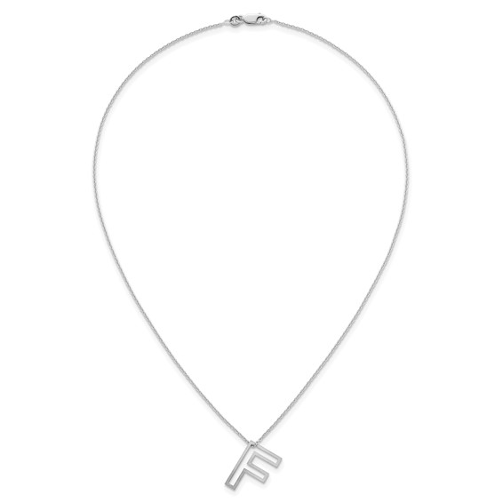 Sterling Silver Cut Out Slide Initial F Necklace