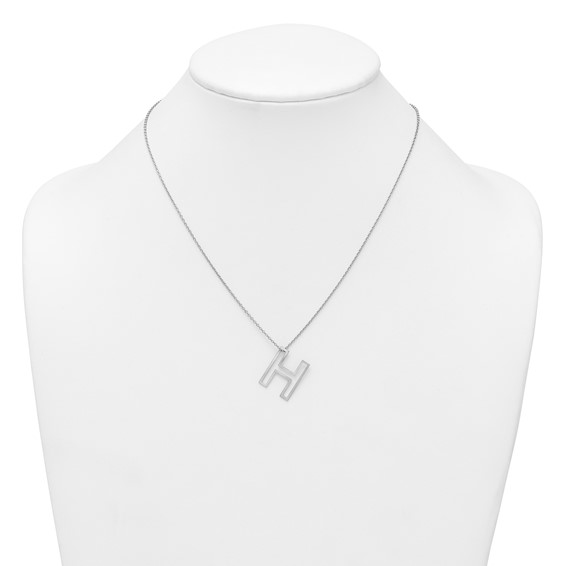 Sterling Silver Cut Out Slide Initial H Necklace
