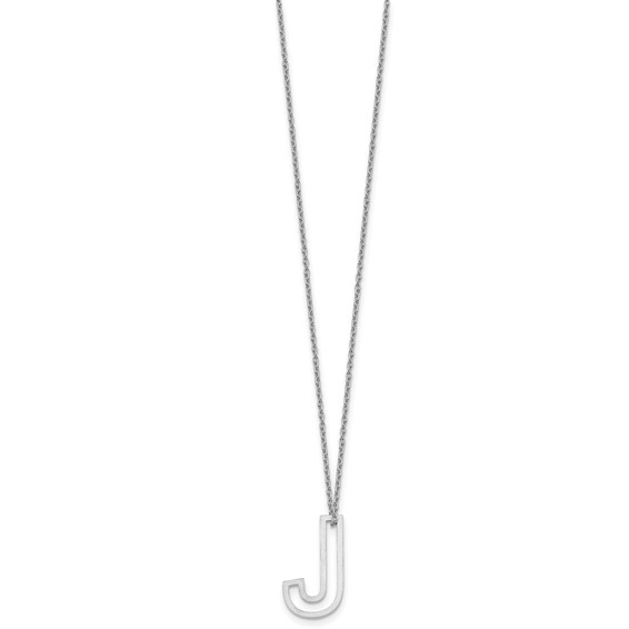 Sterling Silver Cut Out Slide Initial J Necklace