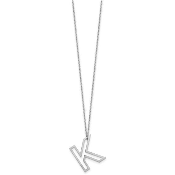 Sterling Silver Cut Out Slide Initial K Necklace