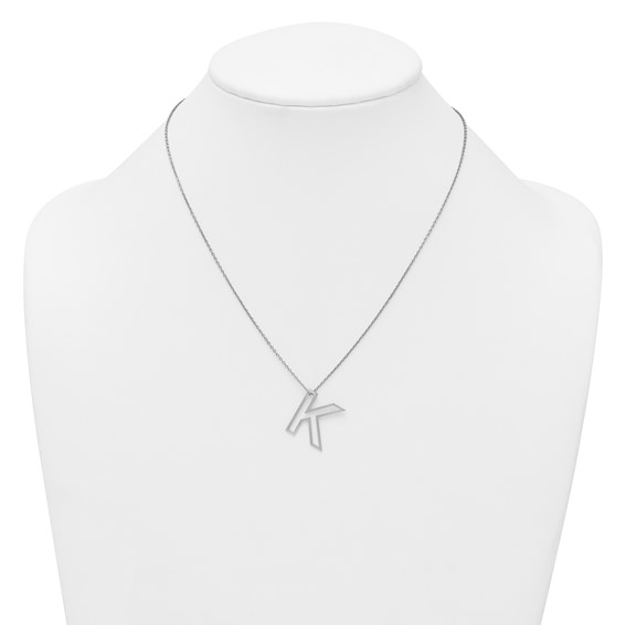 Sterling Silver Cut Out Slide Initial K Necklace