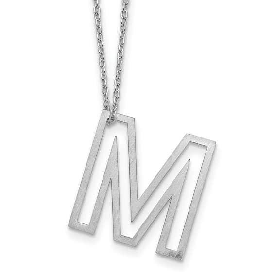 Sterling Silver Cut Out Slide Initial M Necklace