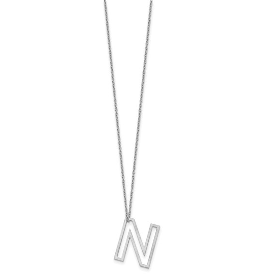Sterling Silver Cut Out Slide Initial N Necklace