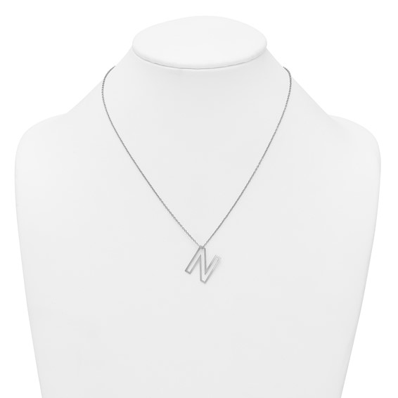 Sterling Silver Cut Out Slide Initial N Necklace