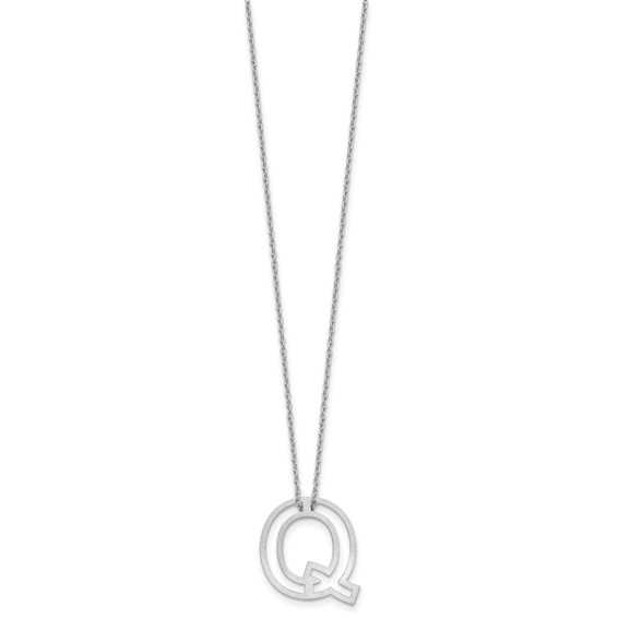 Sterling Silver Cut Out Slide Initial Q Necklace