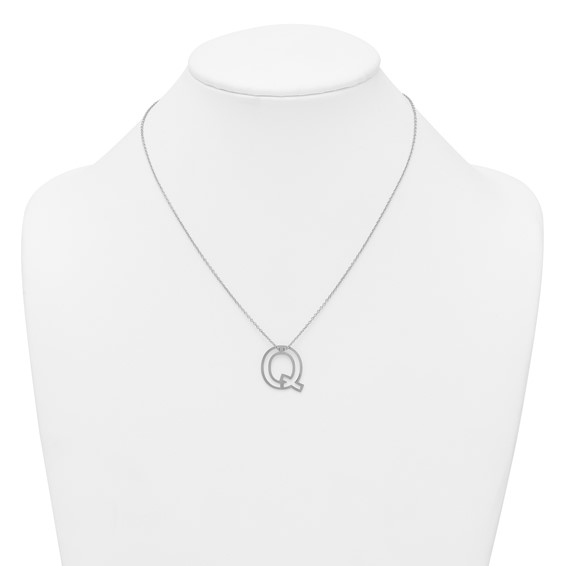 Sterling Silver Cut Out Slide Initial Q Necklace