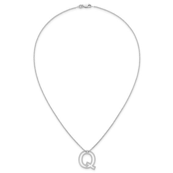 Sterling Silver Cut Out Slide Initial Q Necklace