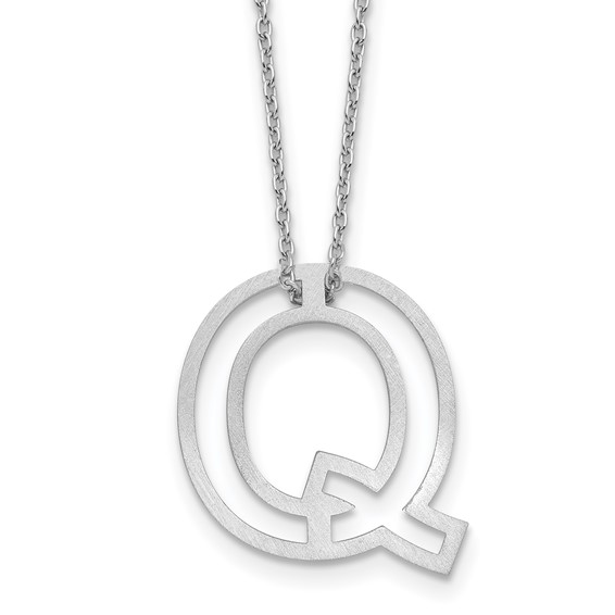 Sterling Silver Cut Out Slide Initial Q Necklace