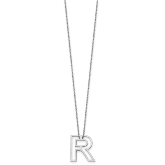 Sterling Silver Cut Out Slide Initial R Necklace
