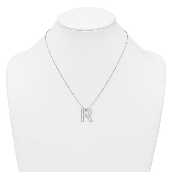 Sterling Silver Cut Out Slide Initial R Necklace