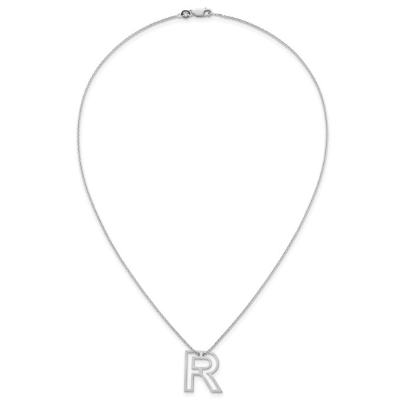Sterling Silver Cut Out Slide Initial R Necklace